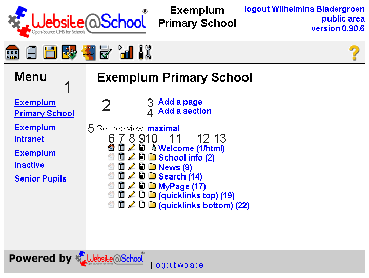 [ Exemplum Primary School with numbered items ]